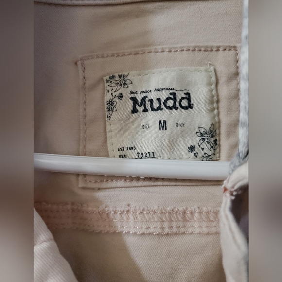 Mudd Denim Sweatshirt Jacket Pale Pink  Medium - Picture 3 of 4